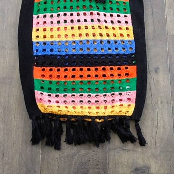 CLARA STORY BOHO CROCHET HALTER DRESS DRAWSTRING WAIST TASSELED HEM WOMANS S - Picture 5 of 7